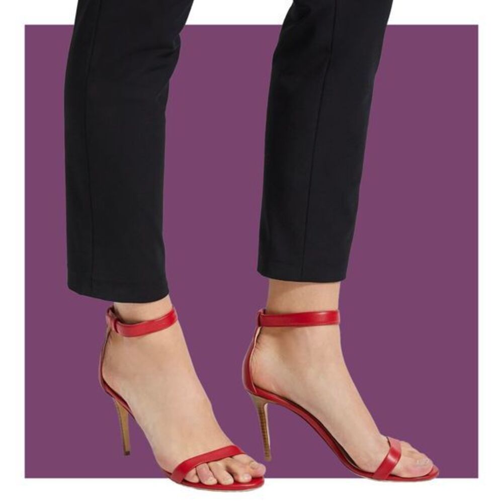 Theory Demeura Nappa Red Italian Lamb Leather Ankle Strap High Heel Sandals 38.5